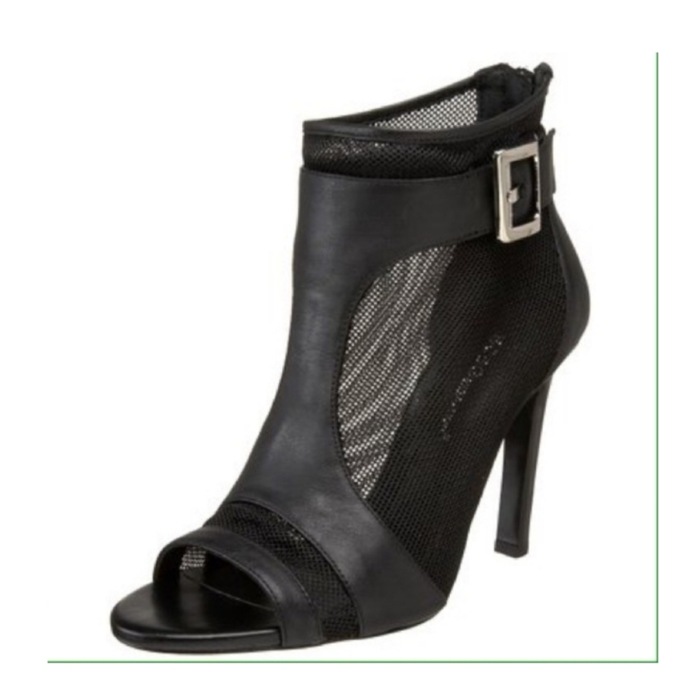 BCBG Trilby Open Toe Mesh Ankle Boot 7.5 Stiletto 4"